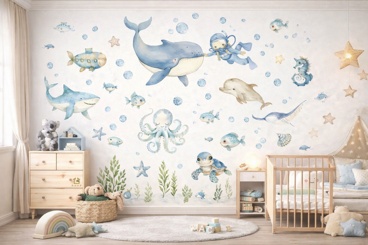 Cartoon Ocean Animals Wall Stickers