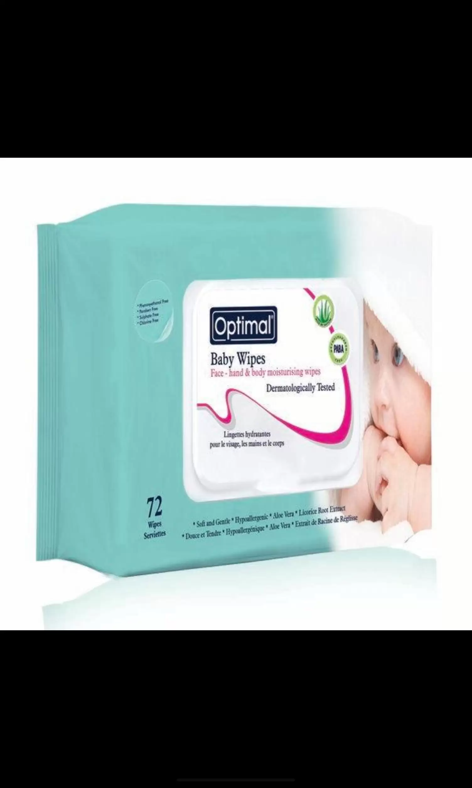 Optimal Baby Wipes With Aloe Vera with Plastic Lid – 72 Wipes