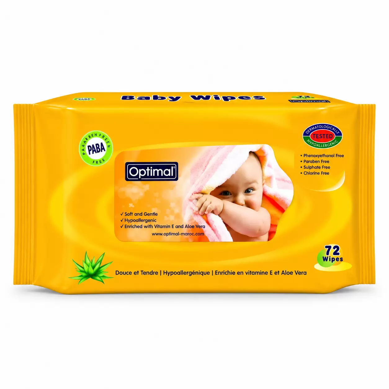 Optimal Baby Wipes With Vitamin E – 72 Wipes.